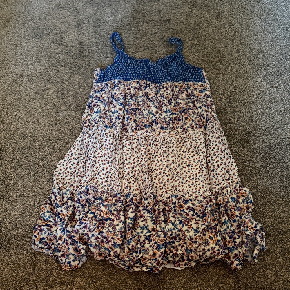 Zara Floral Blue and White Dress